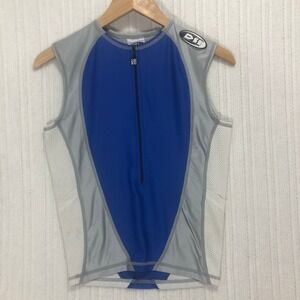 De Soto Triathlon Top Sleeveless Full Zip Athletic Blue Gray Size S